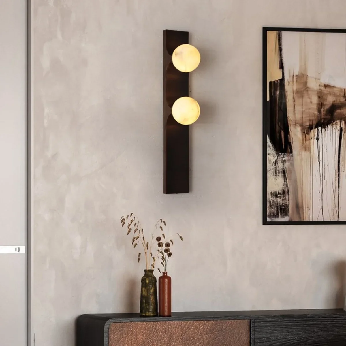 Modern Copper Wall Light with Marble Shade LED Vintage Sconce for Bedroom Living Room Restaurant Hotel Corridor Decor Light