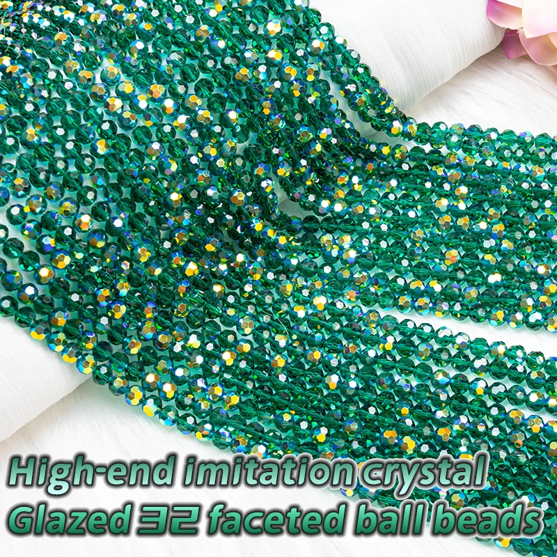 Round Crystal Glass Beads for Jewelry Making, Handicrafts Supplies, 65pcs, 8mm