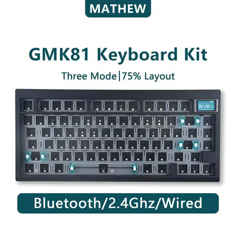 GMK81 Mechanical Keyboard Kit,75% Custom Hot Swap Wireless Barebones Gasket Mount RGB with Display Screen for Win/Mac