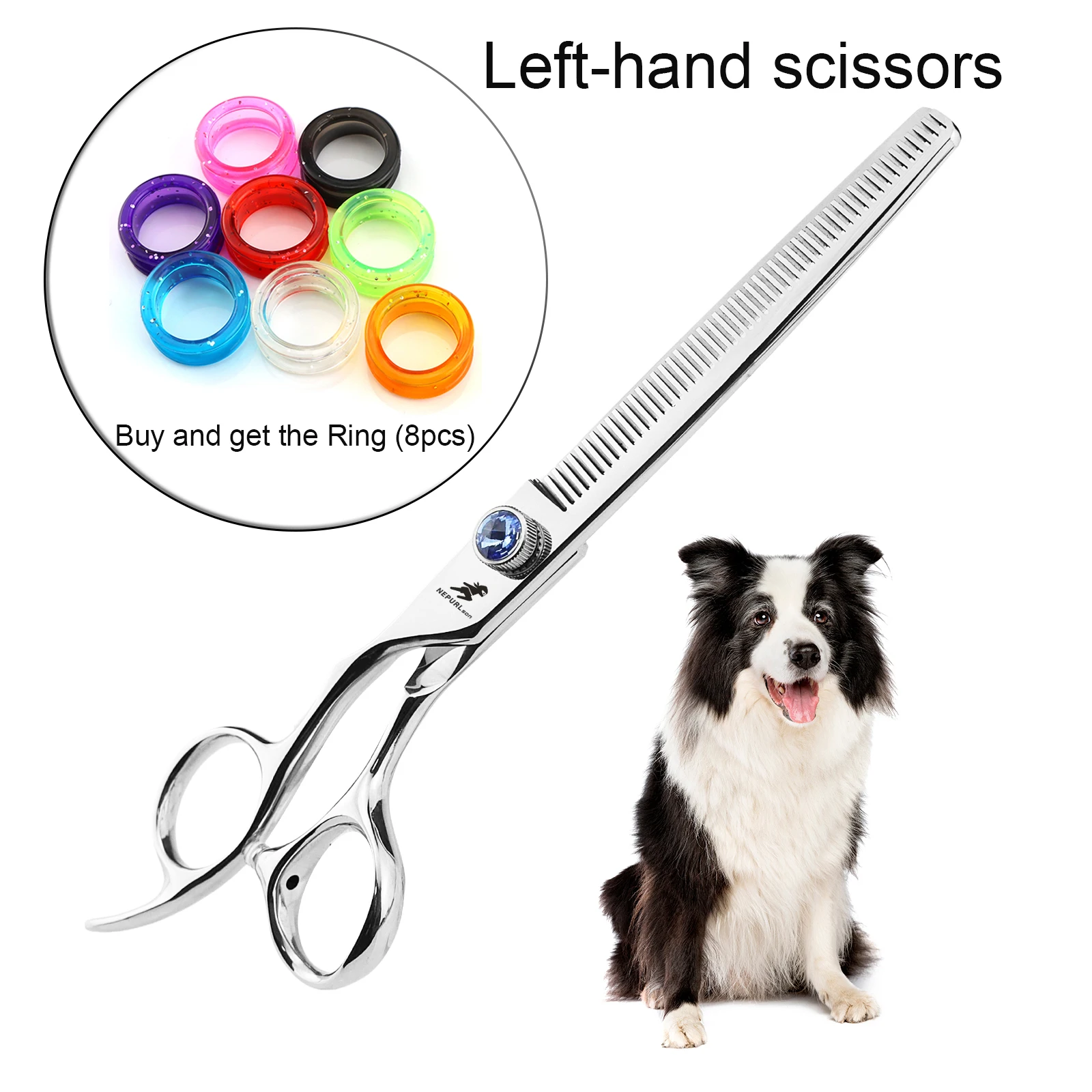 Professional JP440C 7.0inch Left hand Thinning Scissors Pet Thinning Grooming Scissors  Dog Scissors Thinning Rate30%-40%