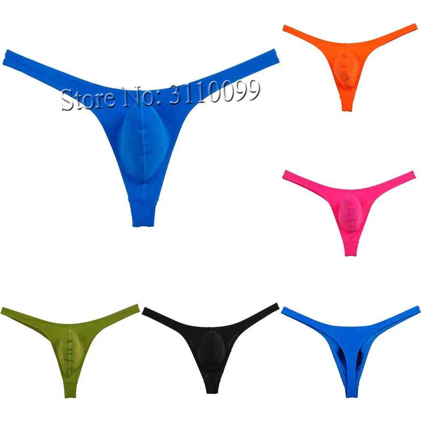 

Men's Protruding Pouch Smooth Ice Silk Bikini Thongs Fashion G-Strings Charming Tanga Underwear