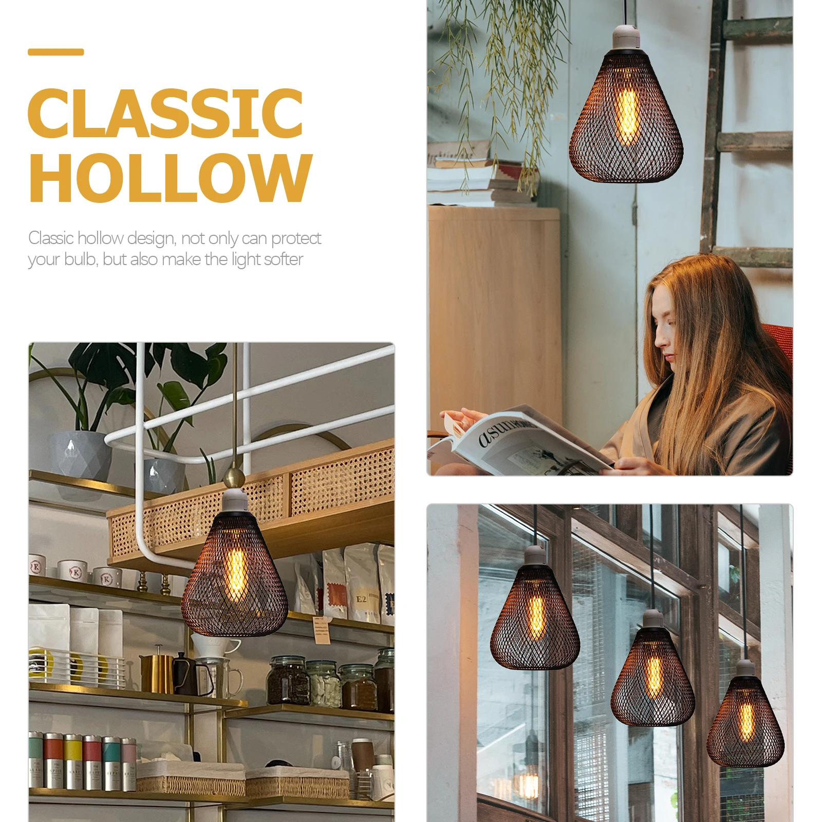 Water Drop Pendant Light Shade Hollow Metal Lamp Cover For Bare Bulb E27 Socket Farmhouse Vintage Ceiling Lampshade