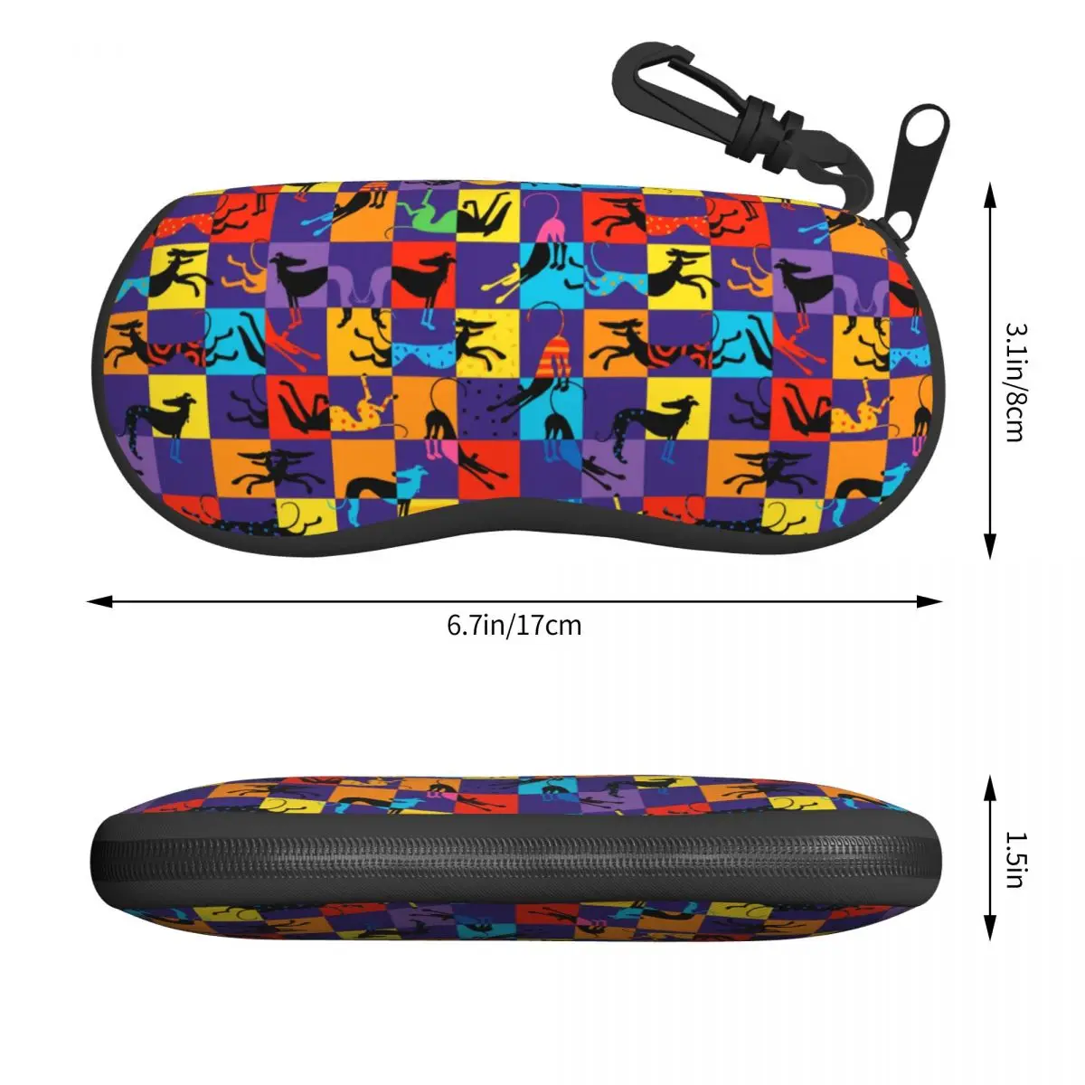 Pop Art Hounds Lurcher Shell Eyeglasses Case Women Men Cool Greyhound Whippet Sighthound Dog Glasses Case Sunglasses Box Pouch