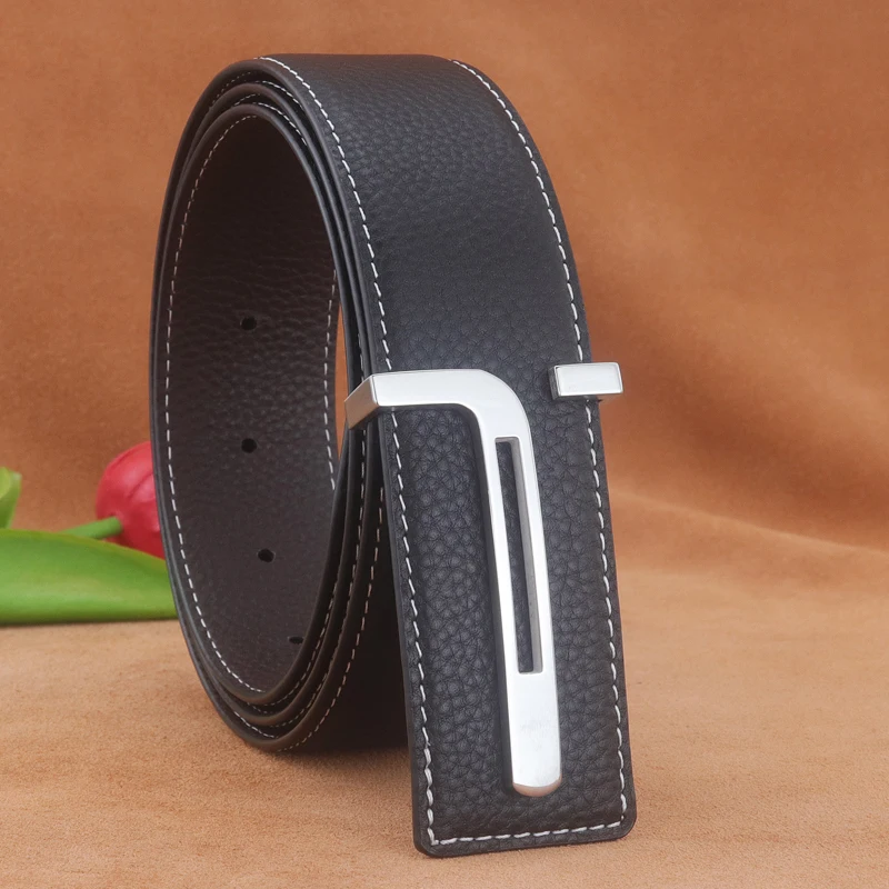 High Quality T Letter Designer Belt Denim Formal Leather Black Belt Men Fashion Luxury Designer Leather Belt