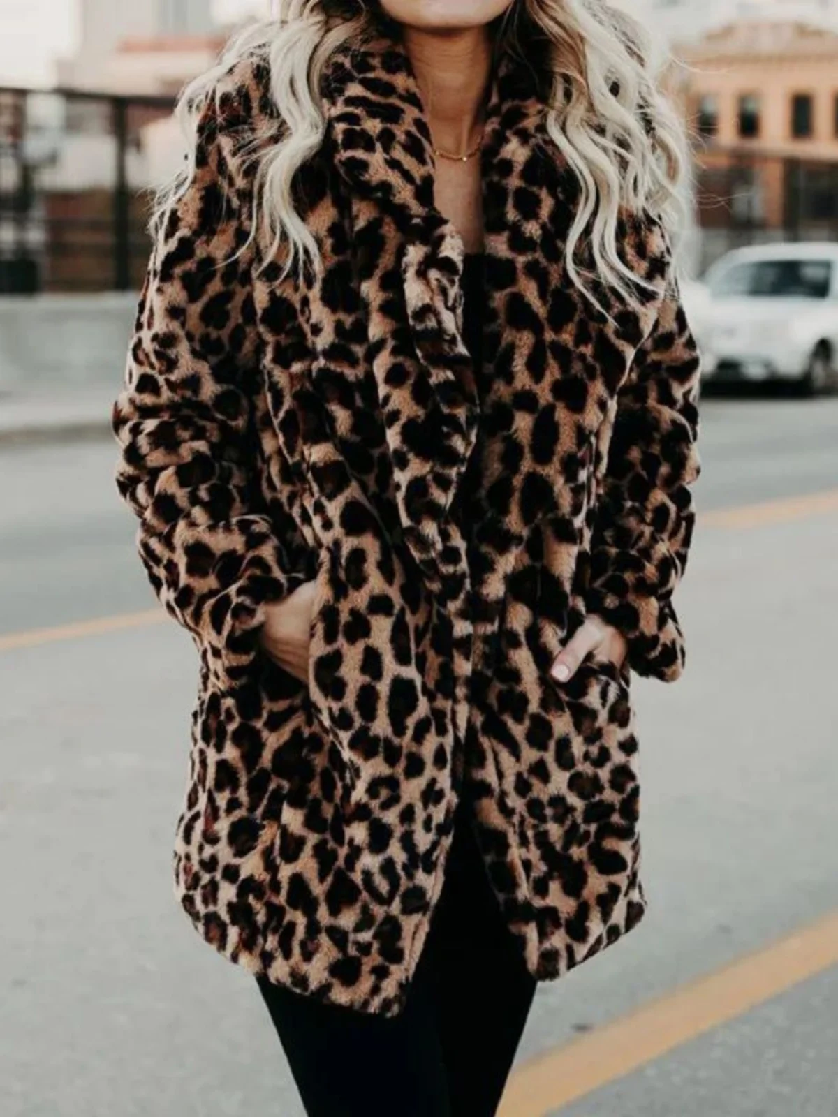 

Женское высококачественное пальто средней длины с леопардовым принтом Plu Jaet Street Sle, большие лоскутные пальто средней длины на подкладке без пуговиц