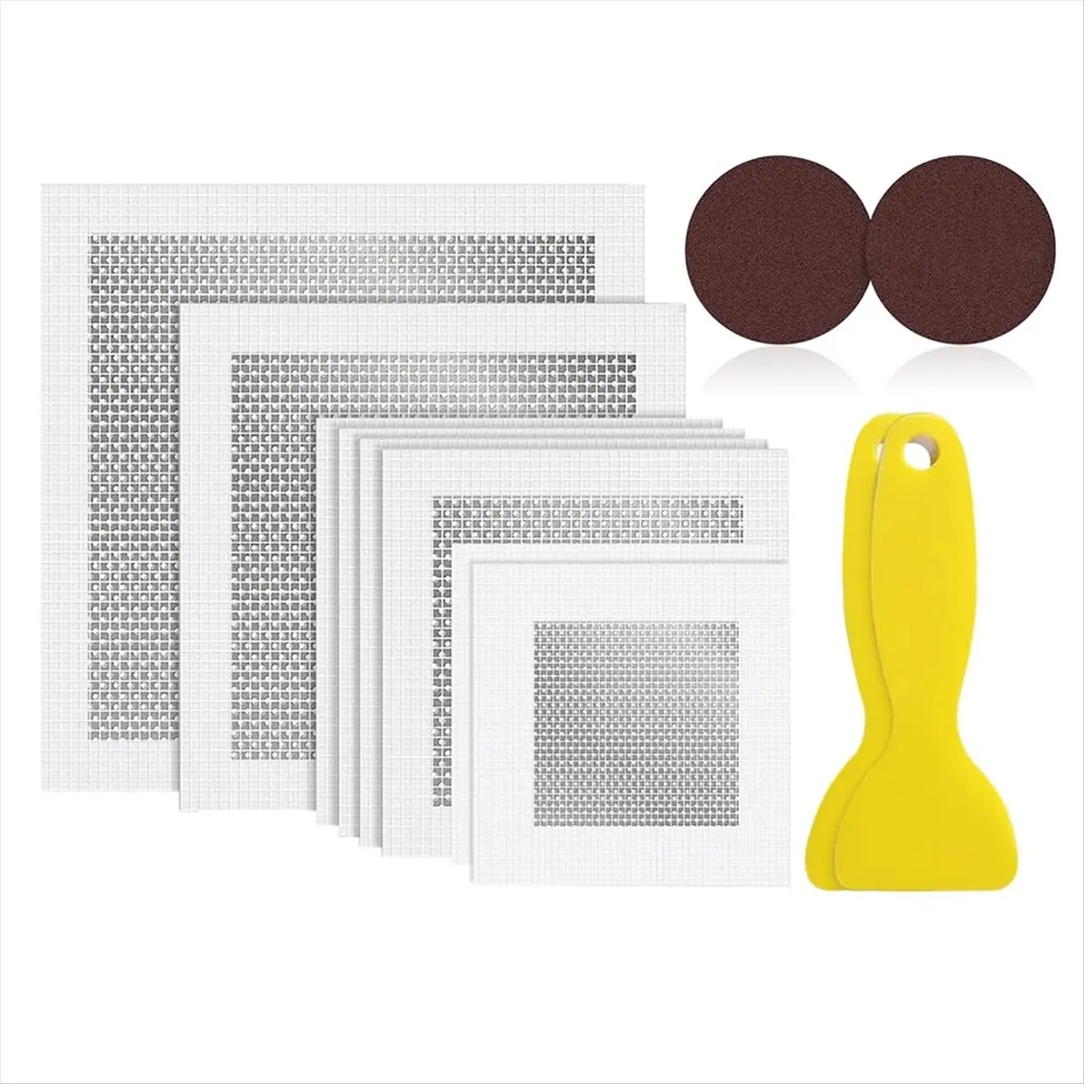 AT16 8 PCS 2/4/6/8 Inch Aluminum Fiber Mesh Spackle Drywall Reapair Patch Kit,Quick and Easy to Fix Wall Hole