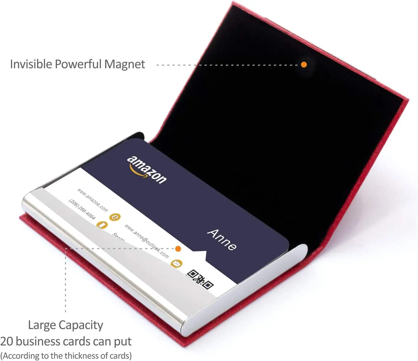 Business Card Holder, Business Card Case Couro PU Profissional & Aço Inoxidável Multi Card Case,Business Card Holder Wallet