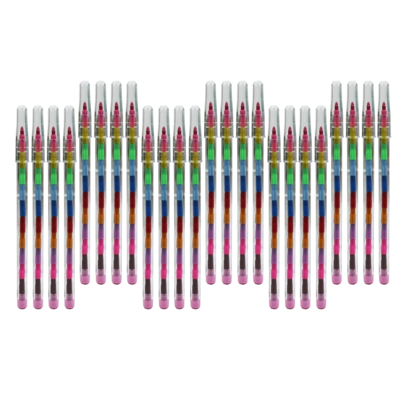 10/24Pcs Stacking , Buildable , Stackable Colouring Pencils, 11 in 1 Building Block Colouring Wax Crayon