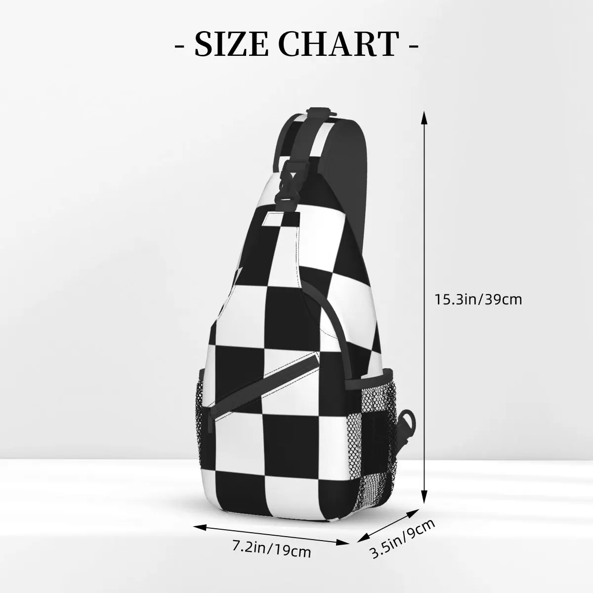 Checkered Squares Small Sling Bags Chest Crossbody Shoulder Backpack Outdoor Hiking Daypacks Chess Geometric Fashion Satchel