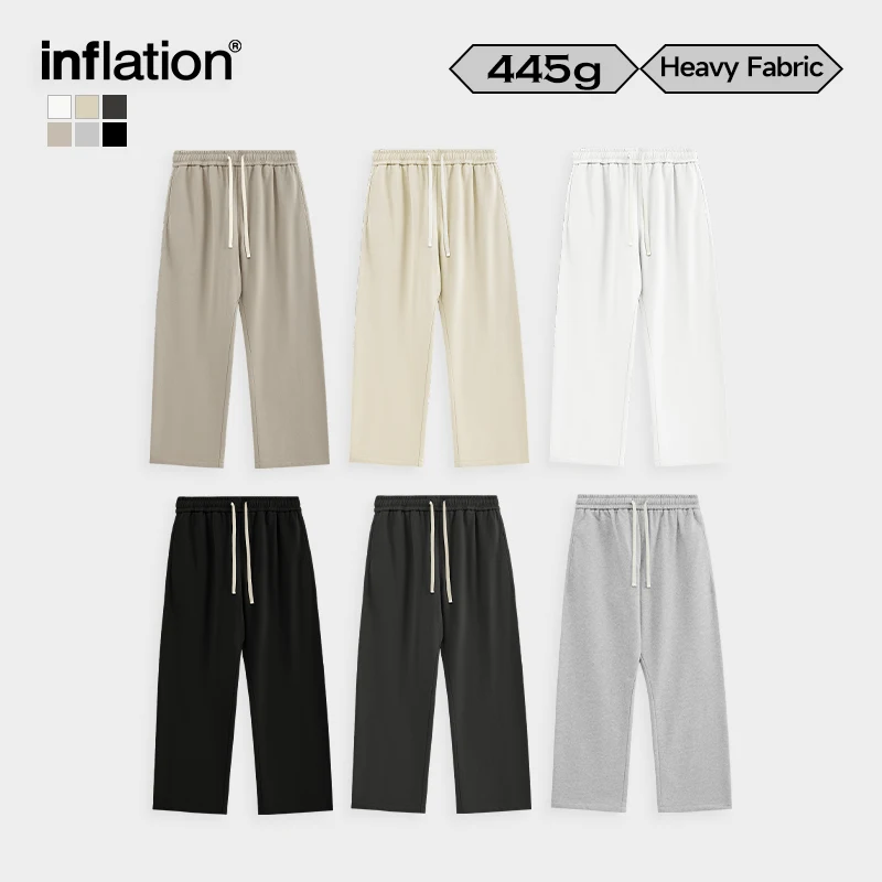 INFLATION Heavyweight Straight-Leg Sweatpant Unisex Trendy Loose Fit Casual Trousers