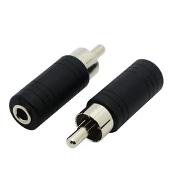 1 szt. Wtyk męski RCA na 3,5 mm 3-biegunowy stereofoniczny adapter gniazda żeńskiego 3,5 złącze audio F czarny