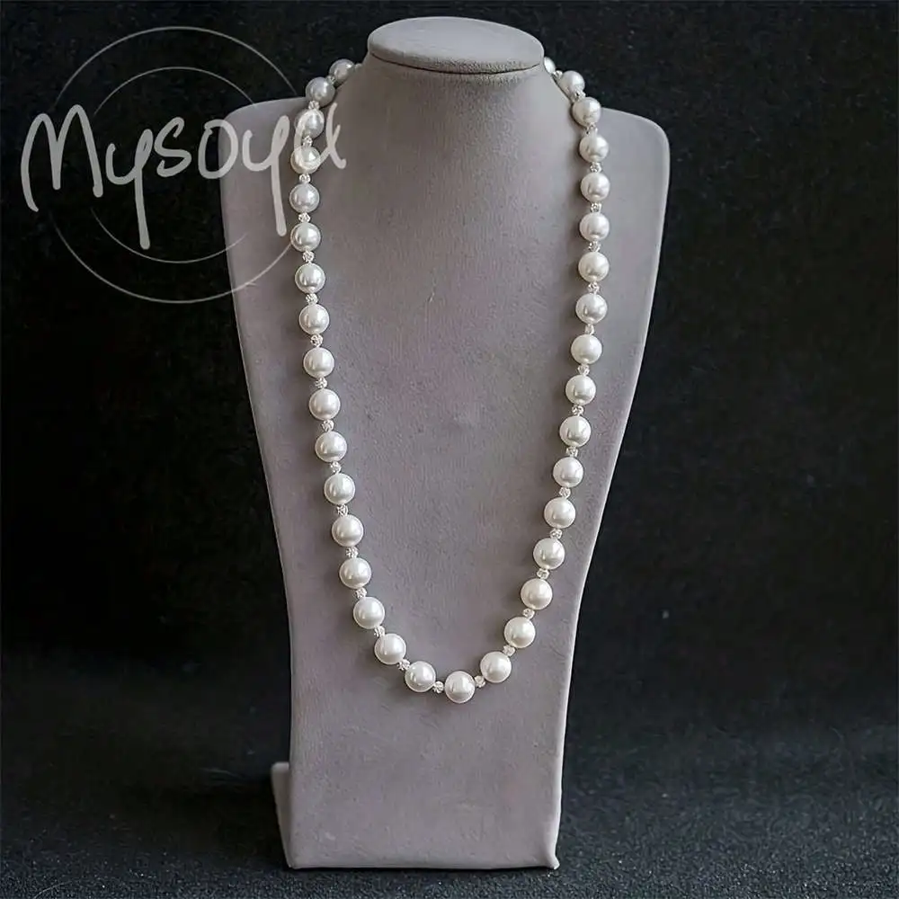 

MYSOYA пресноводный жемчуг с бриллиантами, сферическое ожерелье, подарочная коробка для ее свадебных украшений, подарок на Рождество, день рождения, годовщину