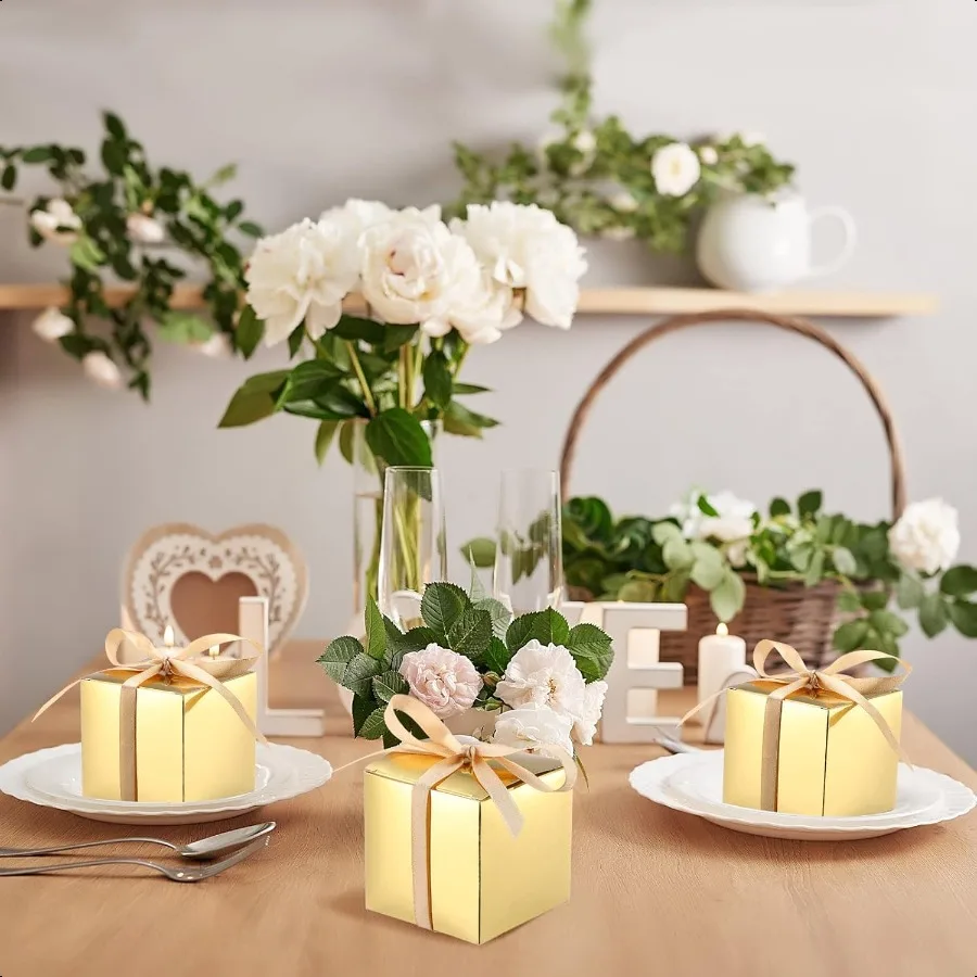 200 Pcs Small Gift Boxes 3 x 3 x 3 Inches Kraft Gold