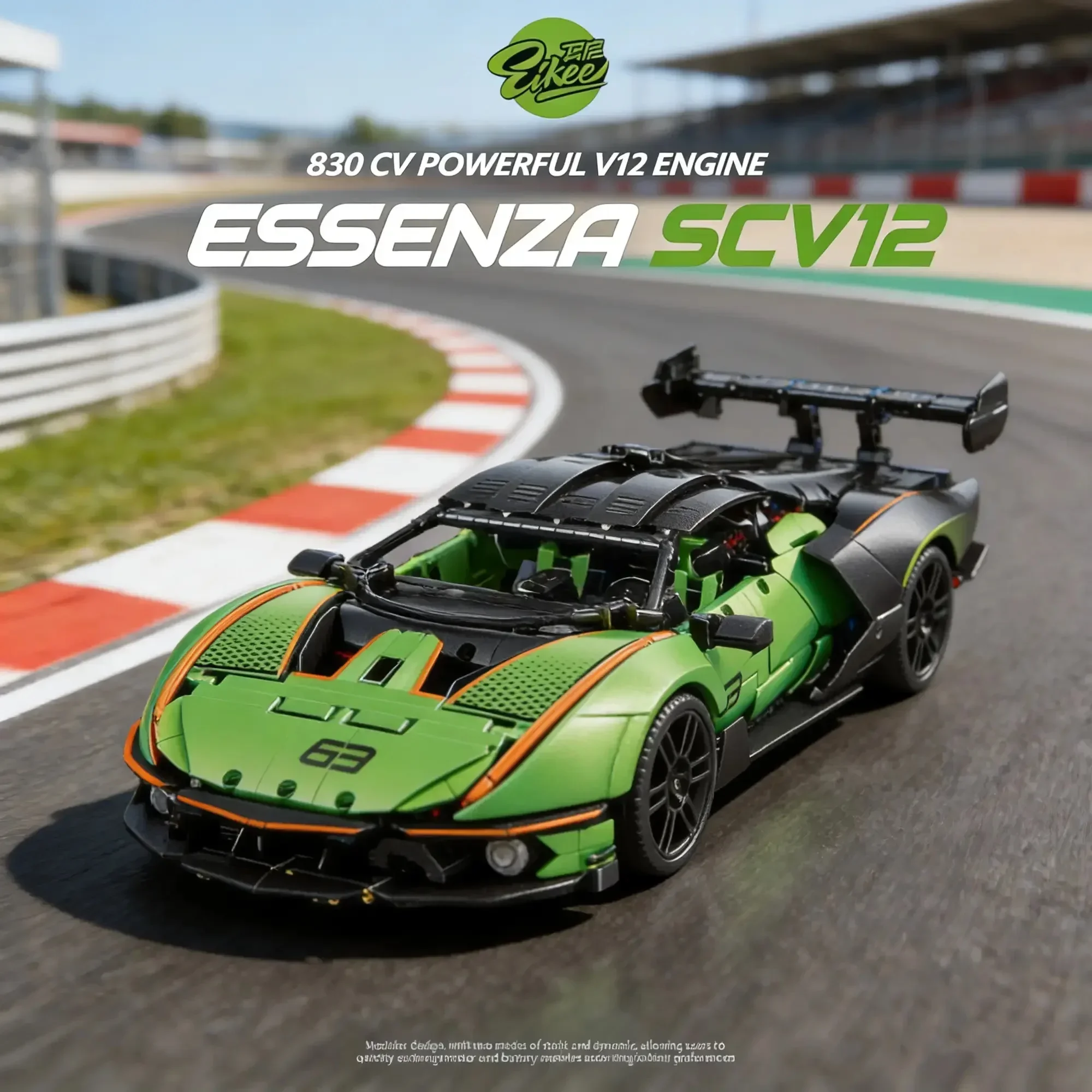Lambo Essenza SCV12 1:10 Scale Buildable Brick Model Kit - High Detail Collectible Car Toy for Adults and Kids