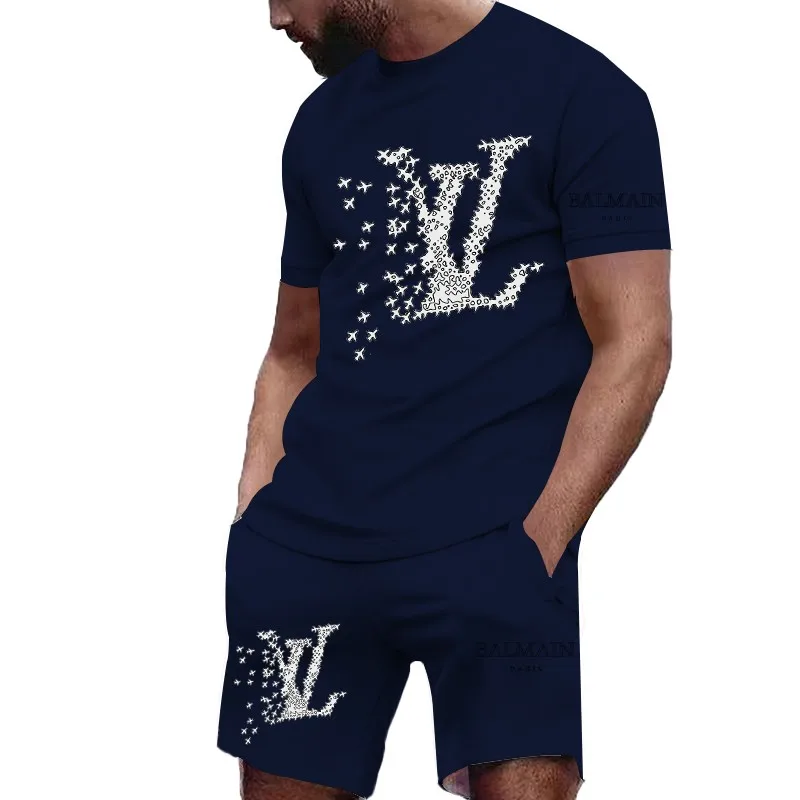 

Мужской повседневный комплект спортивной одежды, дышащая футболка с короткими рукавами, шорты, костюм из 2 предметов, лето 2025 г., Ropa Hombre Conjunto Para Hombres