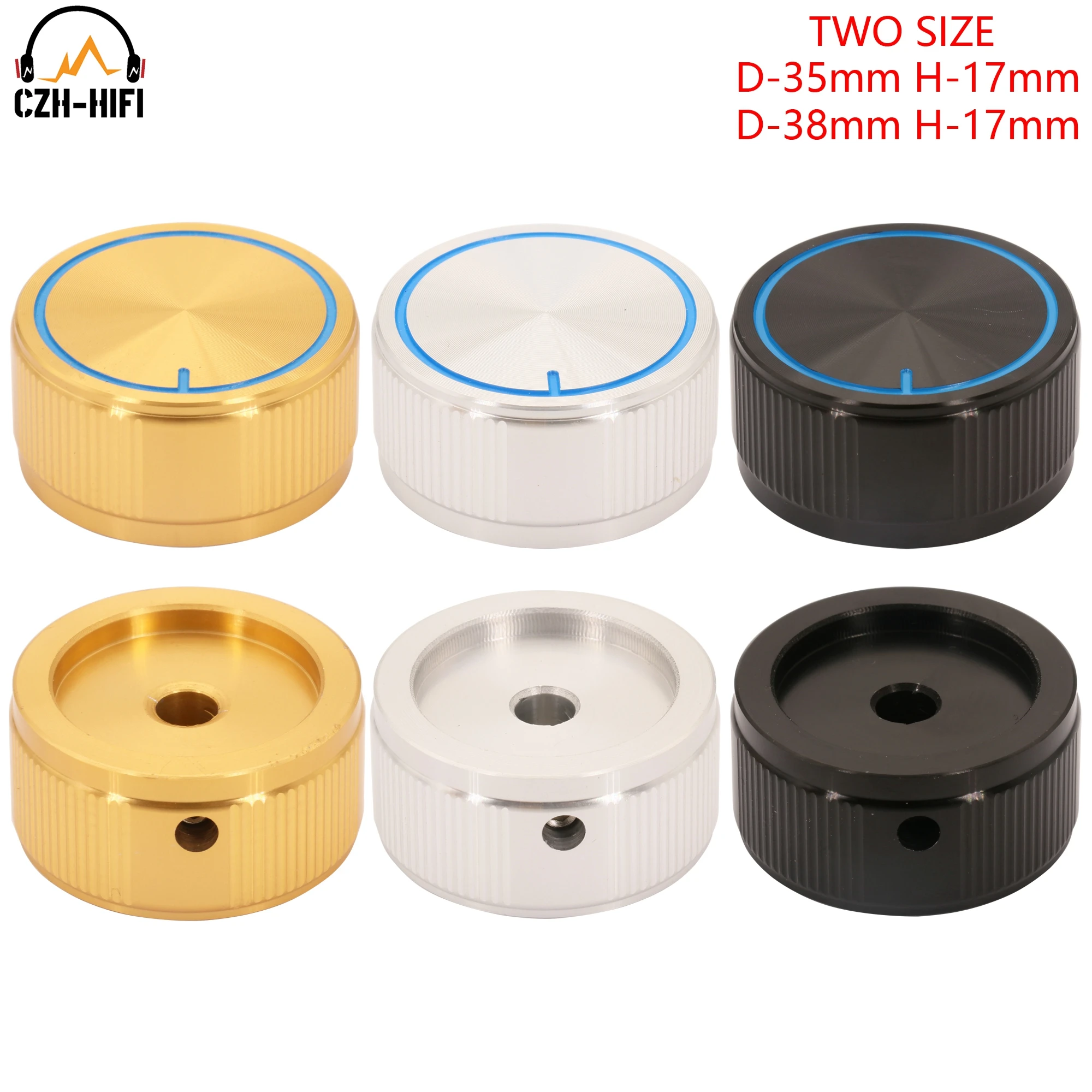 35mm 38mm CNC Machined Solid Aluminum Potentiometer Knob Button Cap for CD Player Amplifier DAC Radio DIY Volume Sound Control