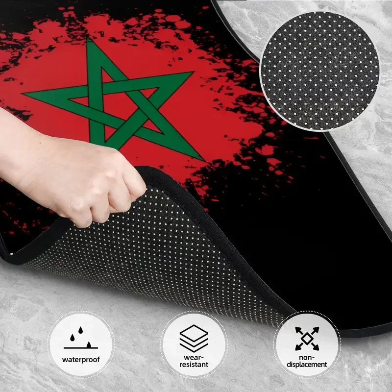 Marokko Morocco Flag 4PCS Crystal Velvet Car Floor Mats Set Universal Front Rear Foot Mats Moroccan Car Floor Protection Mat 3