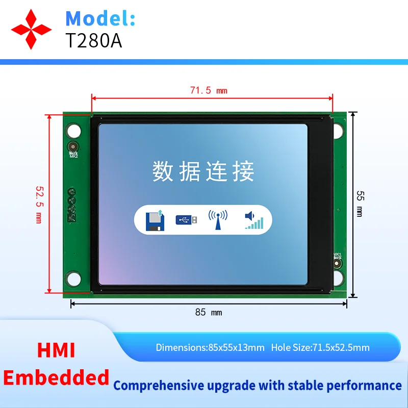 

YKHMI 2.8 Inch Embedded HMI Touch Screen Panel With Download Communication Cable, Support RS485/232/422 To Connet With PLC
