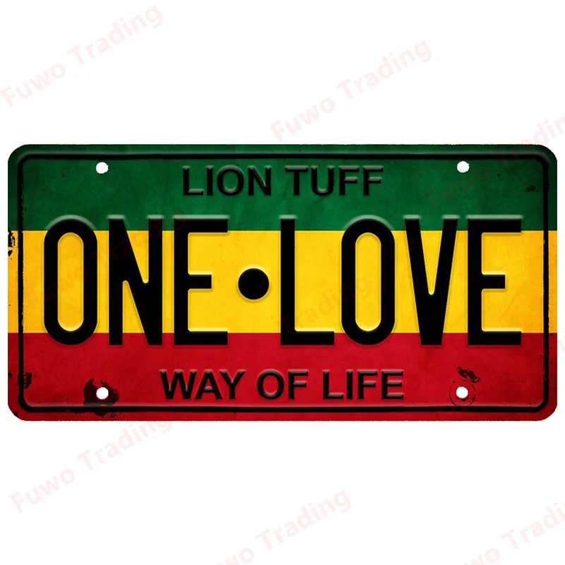 Fashion Car Stickers Vintage Rasta License Plate ONE LOVE Vinyl Decal Window Motorcycle Camper Bumper Helmet Truck Laptop PVC