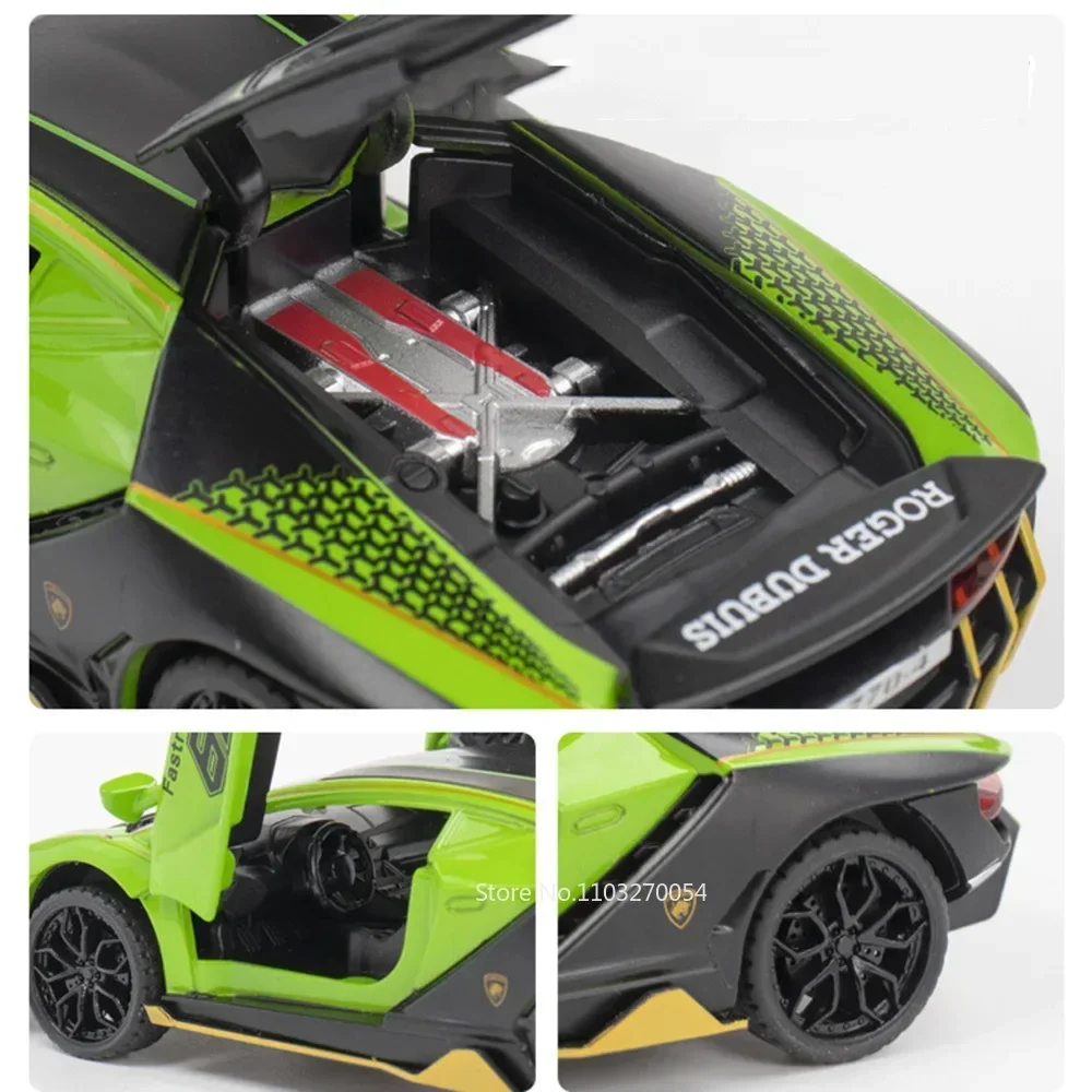 1:32 Lambor LP770-4 V12 Automodelle Spielzeug Druckguss-Legierung Sportwagen Türen geöffnet Gummireifen Sound Licht zurückziehen Geschenk für Kinder