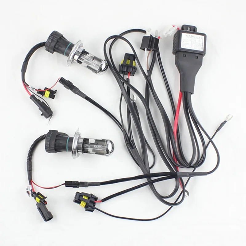Rockeybright H4 Bi Xenon headlight bulb controller HID xenon bulb H4 hi/lo headlamp relay cable wiring harness for H4 xenon lamp