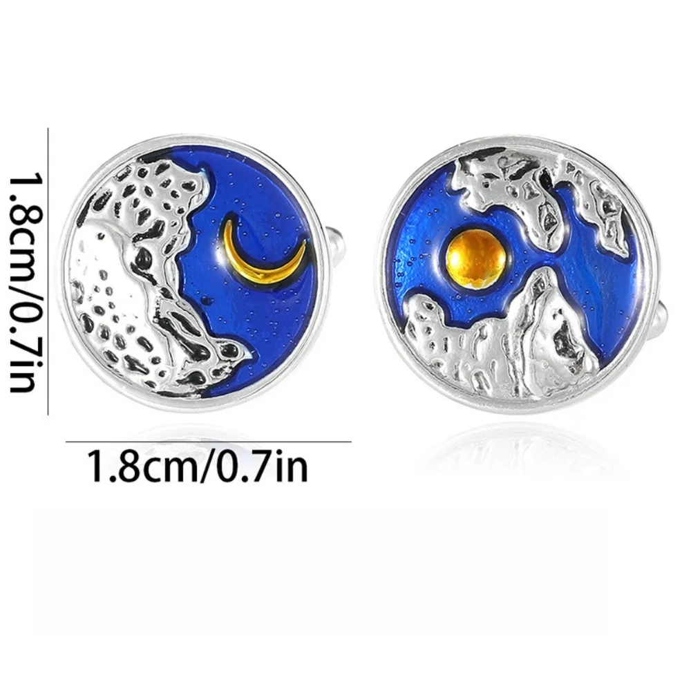 Gentleman Sun Moon Starry Sky Cufflinks Men's Business Formal Artistic Cuff Buckle Banquet Accessories Cufflinks Gift Giving