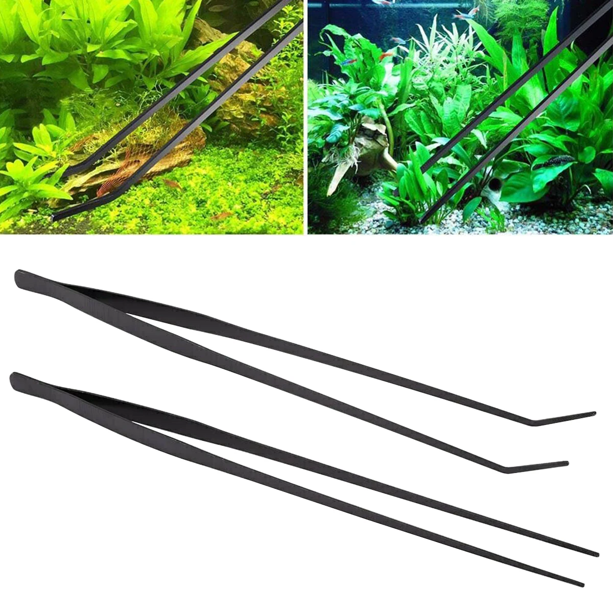 

48CM Fish tank cleaning tools Stainless steel straight/bent scissors tweezers series Glass algae remover Aquarium