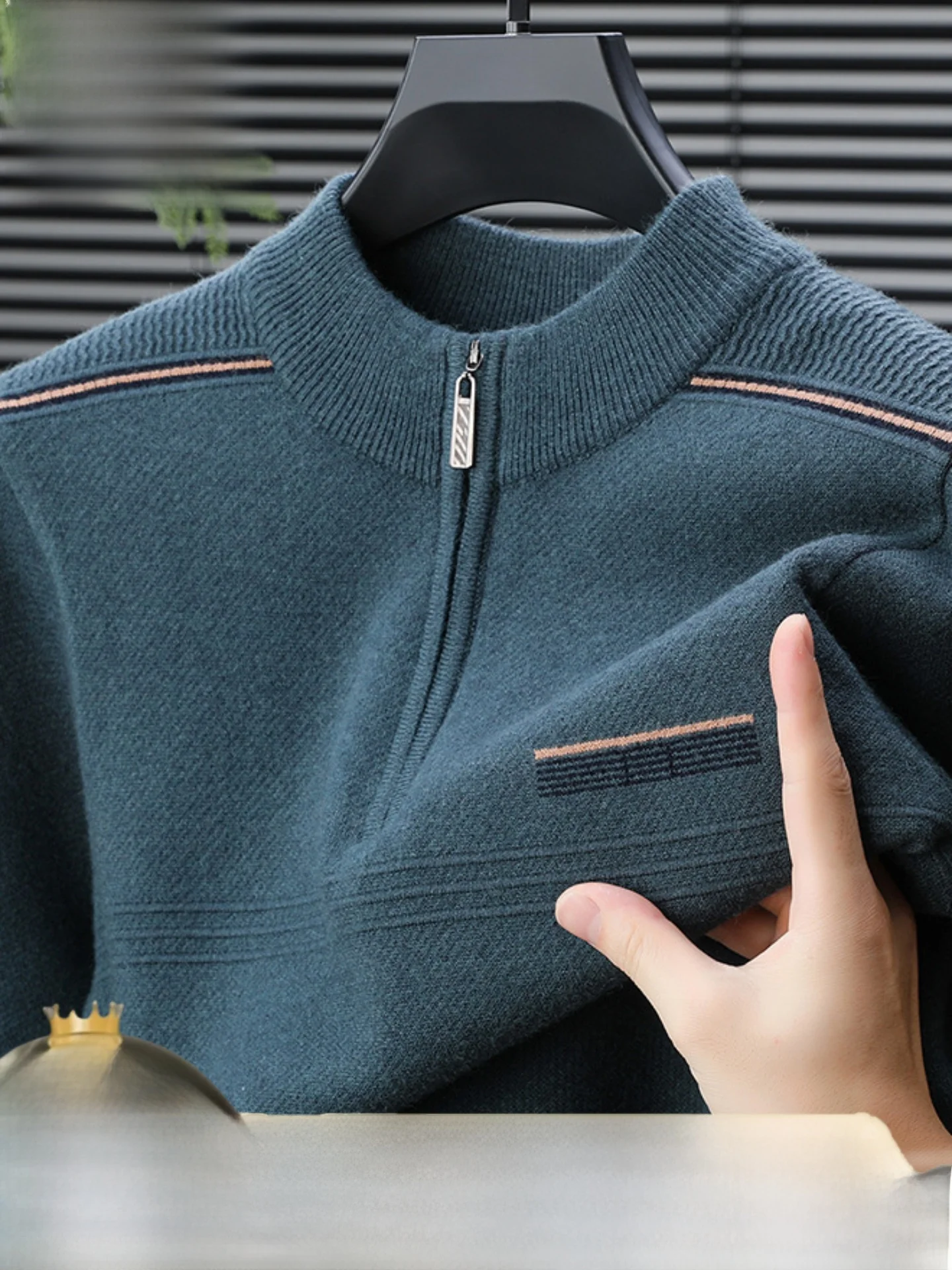 

Pierre Cardin Men's Thiened Knitted Sweater Zipper f High Collar Faionable Warm Dad Top Winter New Arrival Casual Sle