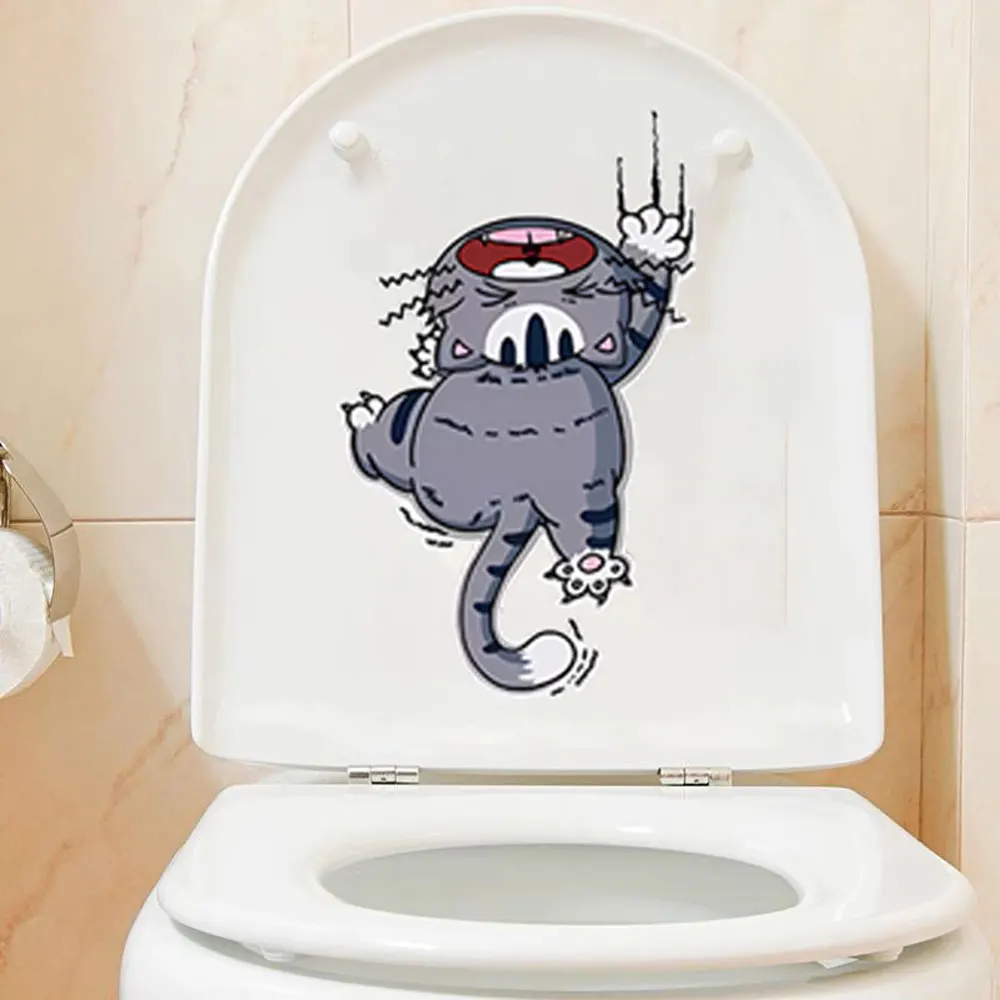 Lustige Katze Dekor wasserdichte Toilette Deckel Bad Toilette Tür Aufkleber Kühlschrank abnehmbare Vinyl Aufkleber Weihnachten Home Dekoration