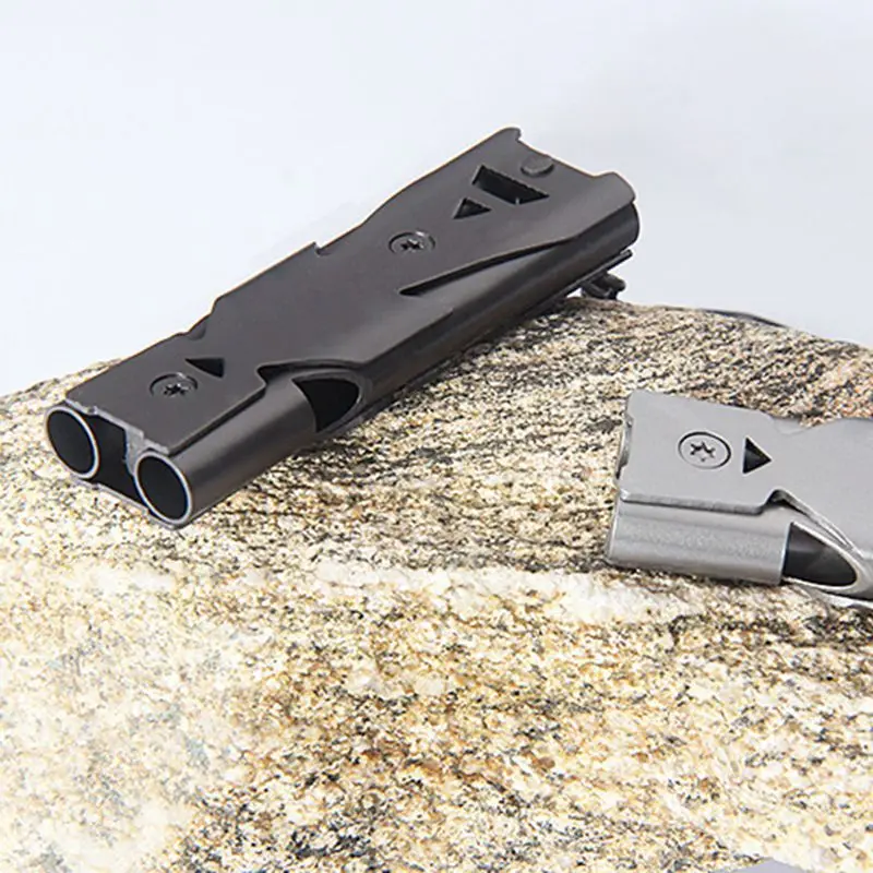 Portable whistle 120 db aluminum alloy double tube lifesaving emergency SOS safety survival whistle outdoor EDC Tool