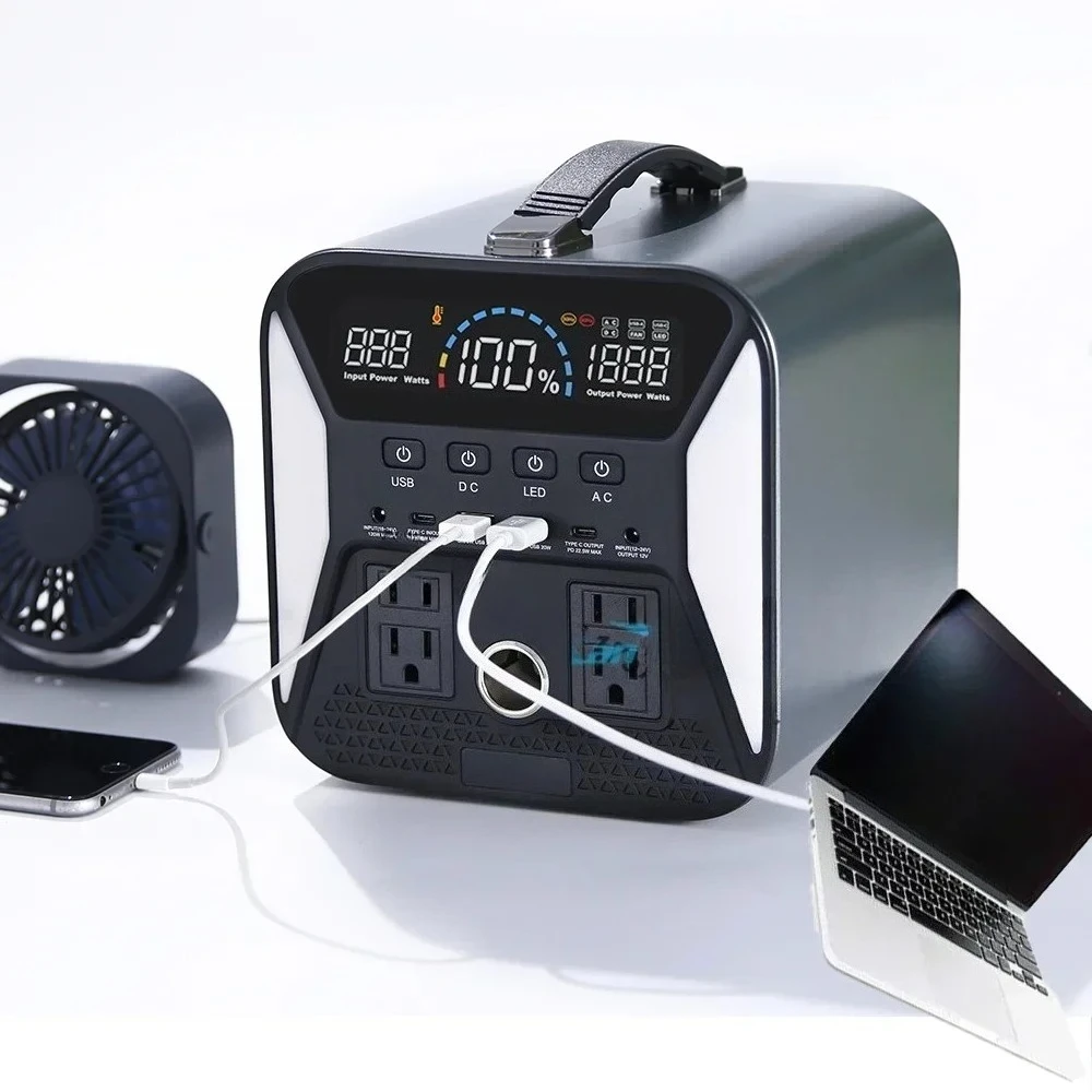 Wild Camping Schnellladung Lithiumbatterie Solar Tragbares Kraftwerk 500 W Ausgangssystem