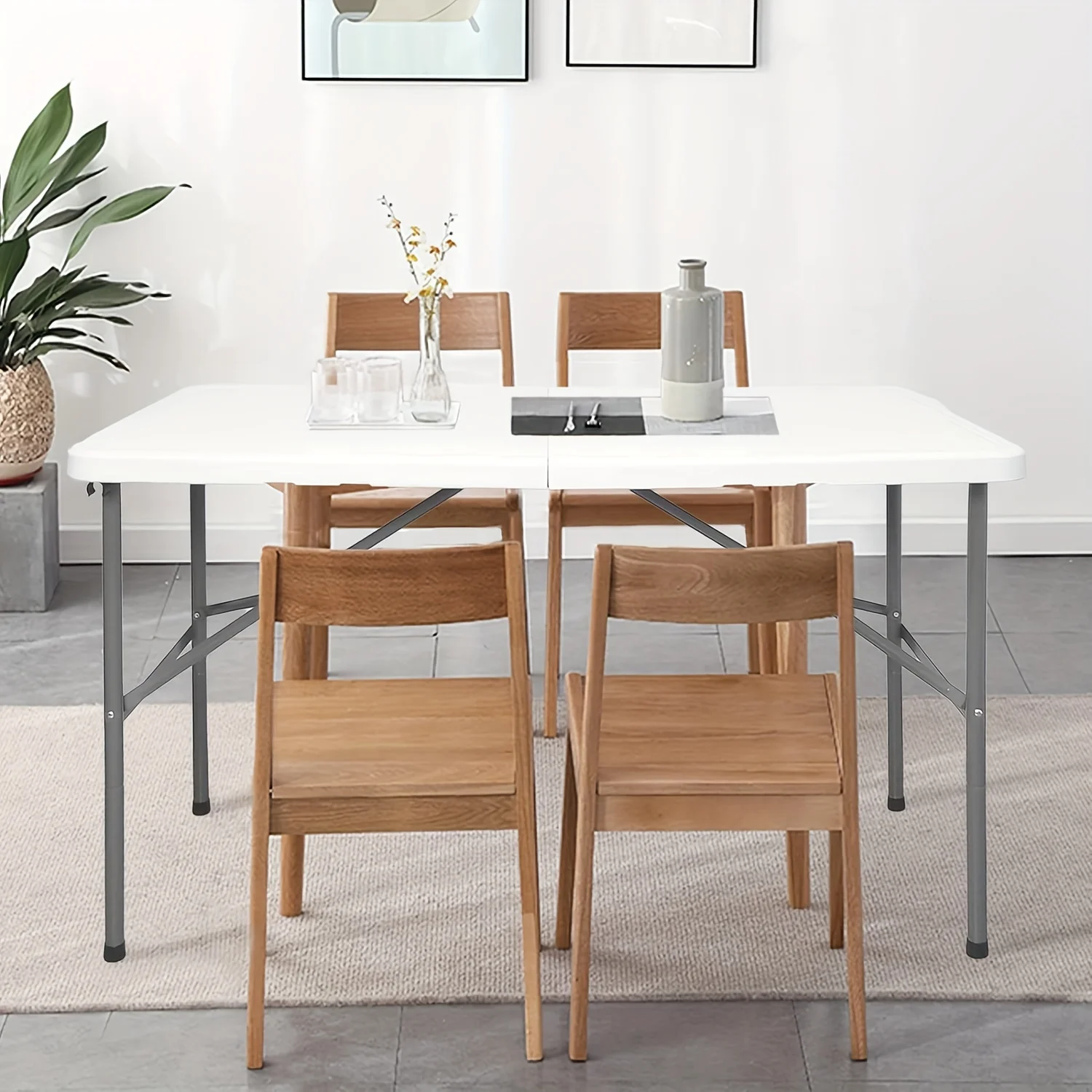 

Складной универсальный стол 4 фута (белый) – портативный и прочный – для использования в помещении и на улице – идеально подходит для кемпинга, пикников и мероприятий на открытом воздухе