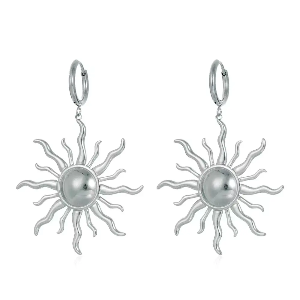 Fashionable, elegant, irregular sunflower earrings, high-end stainless steel women's party birthday gift 2024 new model