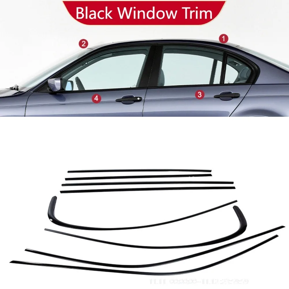 

For BMW 3 Sries E46 E90 F30 G20 Windows Trim Chrome Black Warrior Style Molding Body Kit Accessories