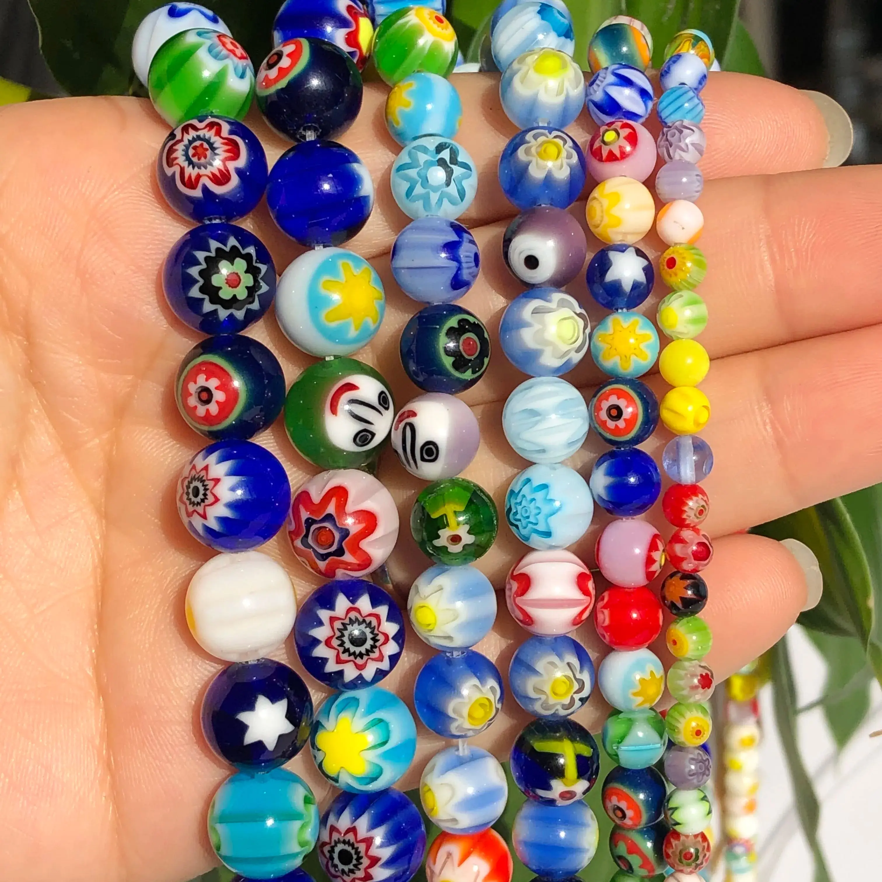 4 6 8 10mm Murano Lampwork Flower Beads For Jewelry Making Diy Bracelet Necklace Crafts Accessories Multicolor Round Glass Beads