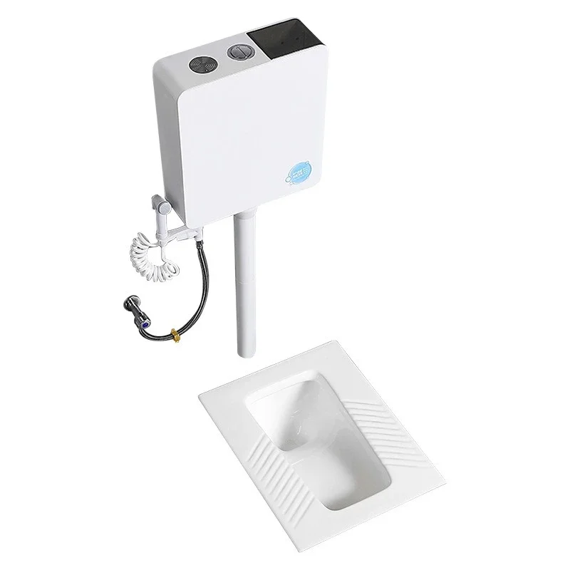 ceramic squatting toilet flush tank set, complete set of toilet, odor-proof squatting toilet, squatting pit toilet bathroom