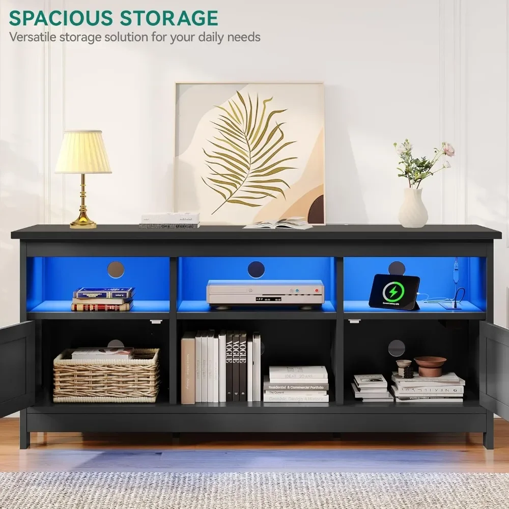 Farmhouse TV Stand, 59 Inch TV Stand for up to 65\