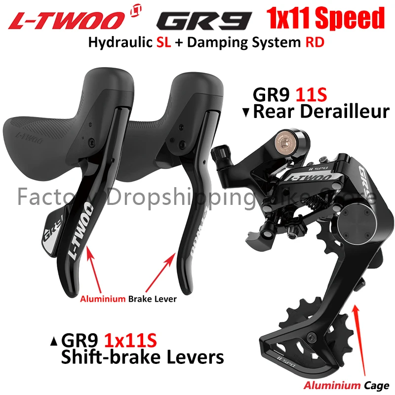 LTWOO GR9 1x11 Speed Hydraulic Brake Gravel Road Bike Groupset 11V Carbon Fibre Shifter Lever Damping System Rear Derailleur