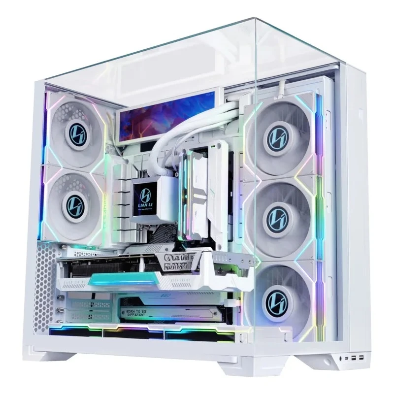 O11 Vision Compact Ocean View Room Computer Case, White/Black