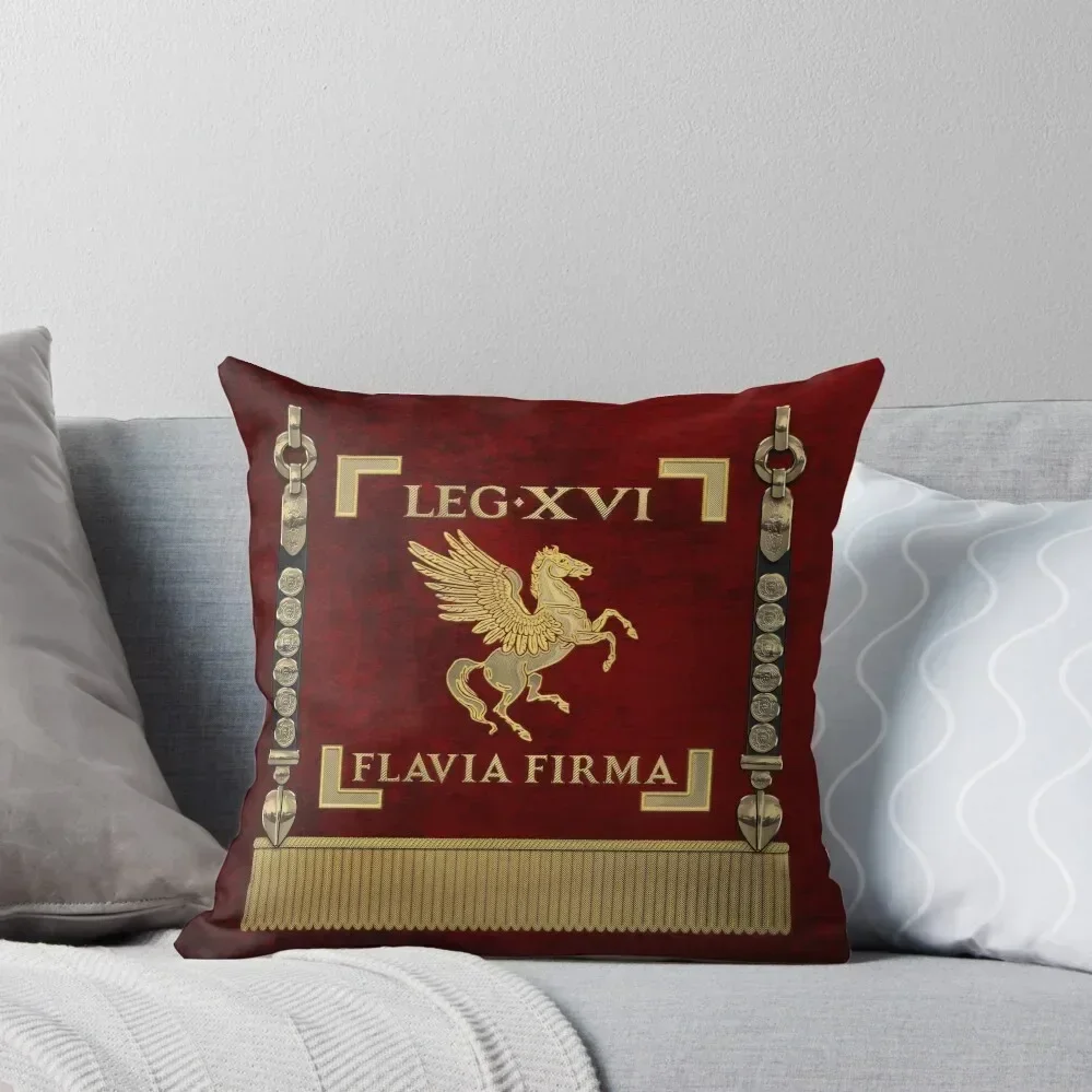 

Standard of 16th Legion Flavia Firma - Pegasus Vexillum of the Steadfast Flavian Sixteenth Legion Throw Pillow