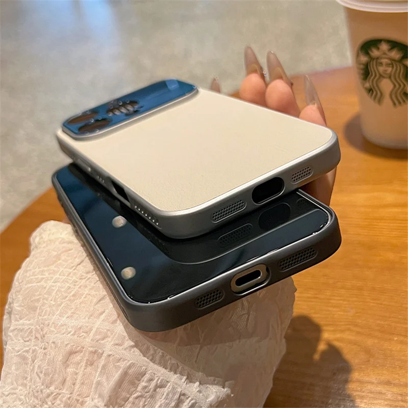 Negócios de luxo couro do plutônio proteção lente magsafe caso para iphone 16 15 14 16pro max fosco carregamento sem fio capa à prova choque