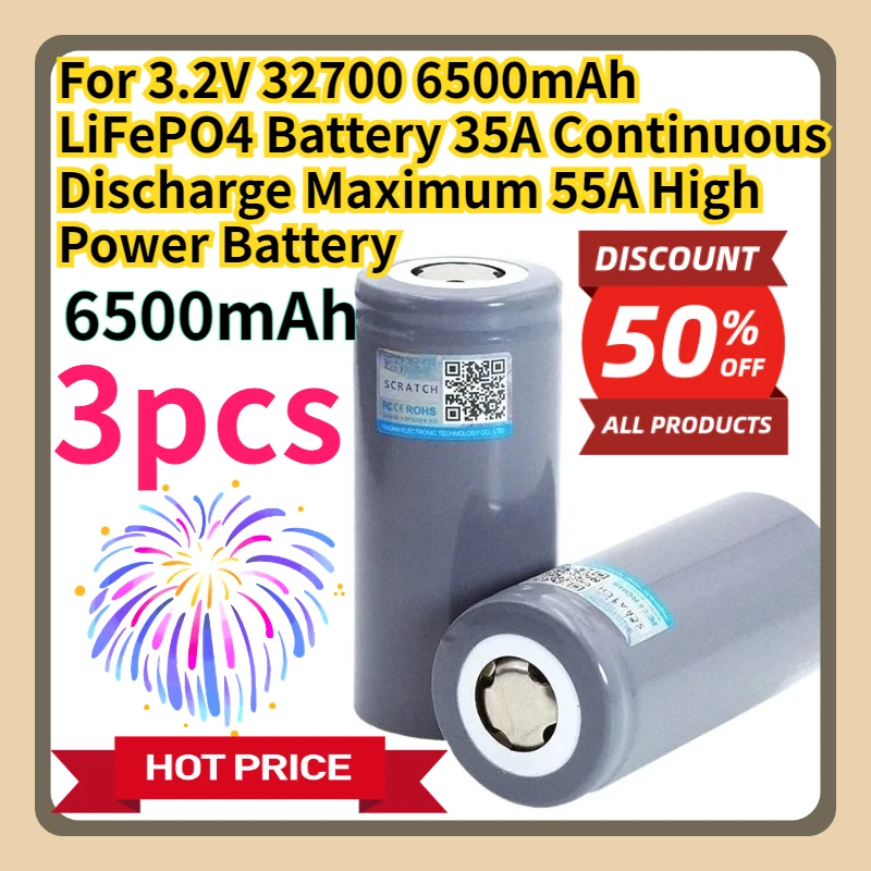 

For 3.2V 32700 6500mAh LiFePO4 Battery 35A Continuous Discharge Maximum 55A High Power Battery