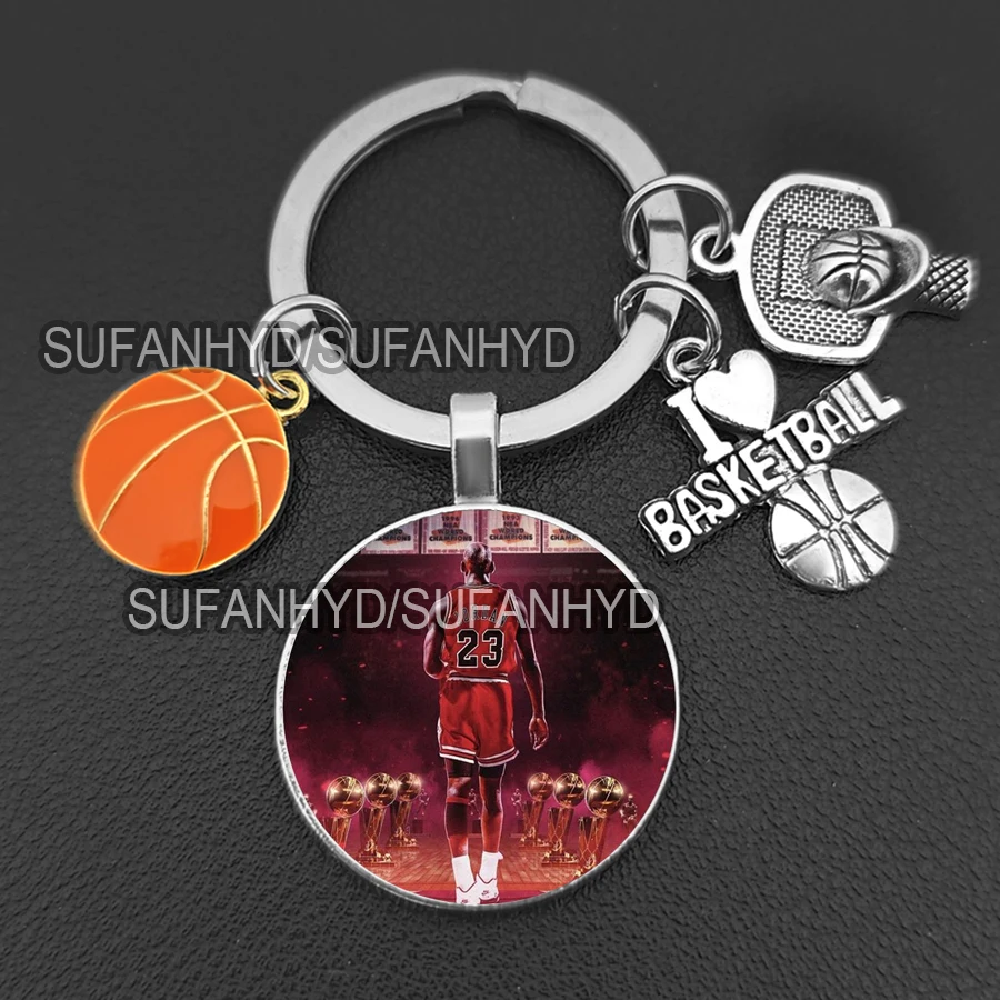 I Love Basketball Keychain House No.23 Jersey Keychains Purse Bag Sports Star Key Holder for Man