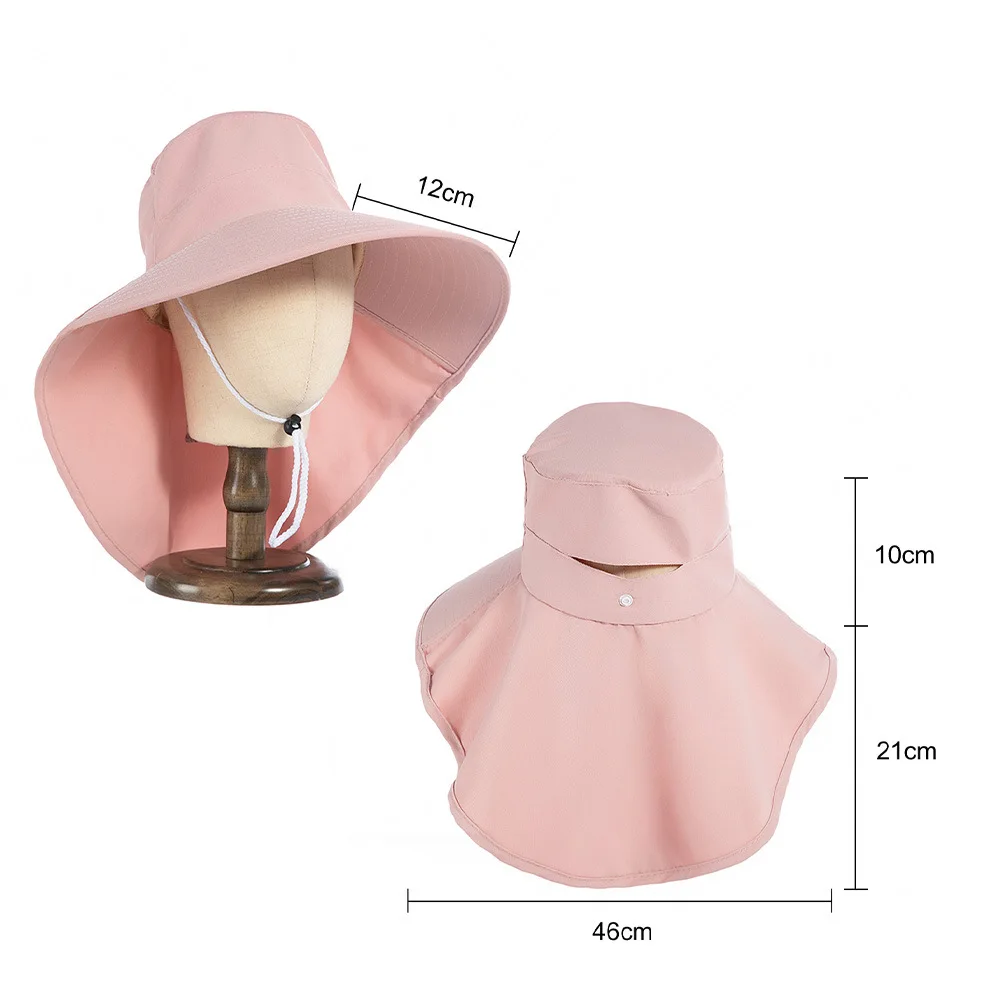 قبعة دلو للشمس في الهواء الطلق للنساء والفتيات، قبعة صيد بحافة واسعة مع غطاء للرقبة، قبعة سفاري للحماية