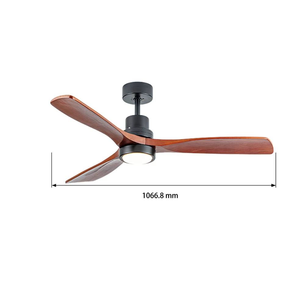 Modern 42/52-Inch LED Ceiling Fan Light Simple Wooden Blade Design for Home and Commercial Decor Remote Control for Living Room