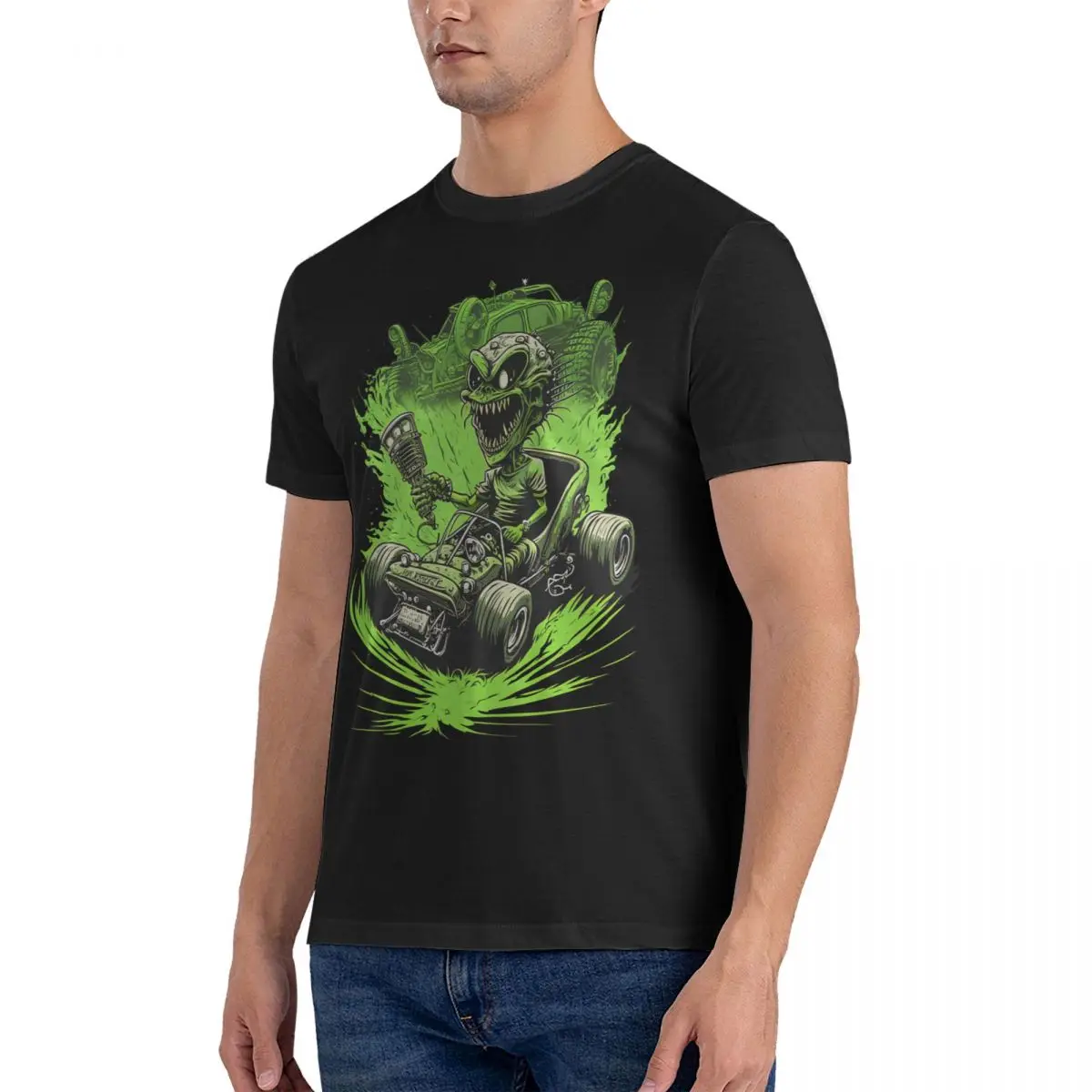 Men's Green Speed Zombie T Shirts Speed buggy Cotton Clothes Vintage Short Sleeve Crewneck Tee Shirt Gift Idea T-Shirt