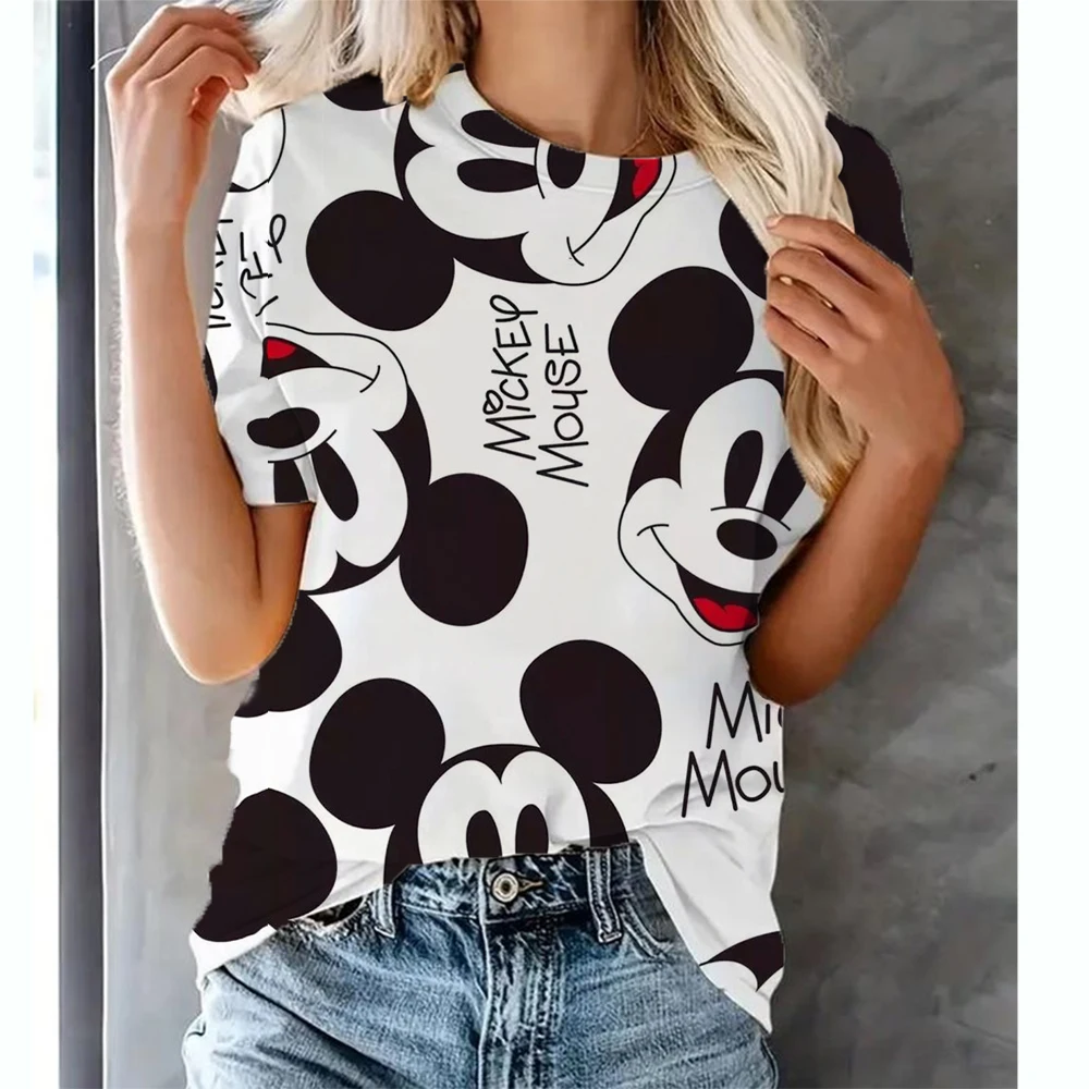 Women Graphic Cartoon Disney Mickey Mouse Print T Shirt Short Sleeve Ladies Print Clothes Lady Tees Tops Female Womens T Shirt