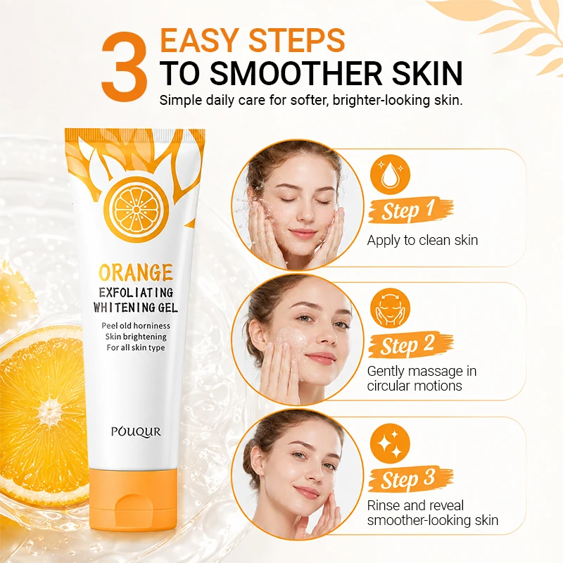 Orangefarbenes Peeling-Gel, Entferner abgestorbener Flecken, Aufhellung der Peeling, 50 g, sanfte Reparatur, Peeling, Aufhellung, feuchtigkeitsspendende Feuchtigkeitscreme, koreanische Hautpflege – Detail 6