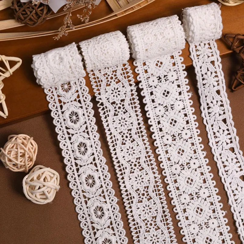 1 Meter DIY White Lace Trim Embroidery Cotton Thread Flowers Love Double Lock lace For Crafts Sewing Accessories Ribbon g211