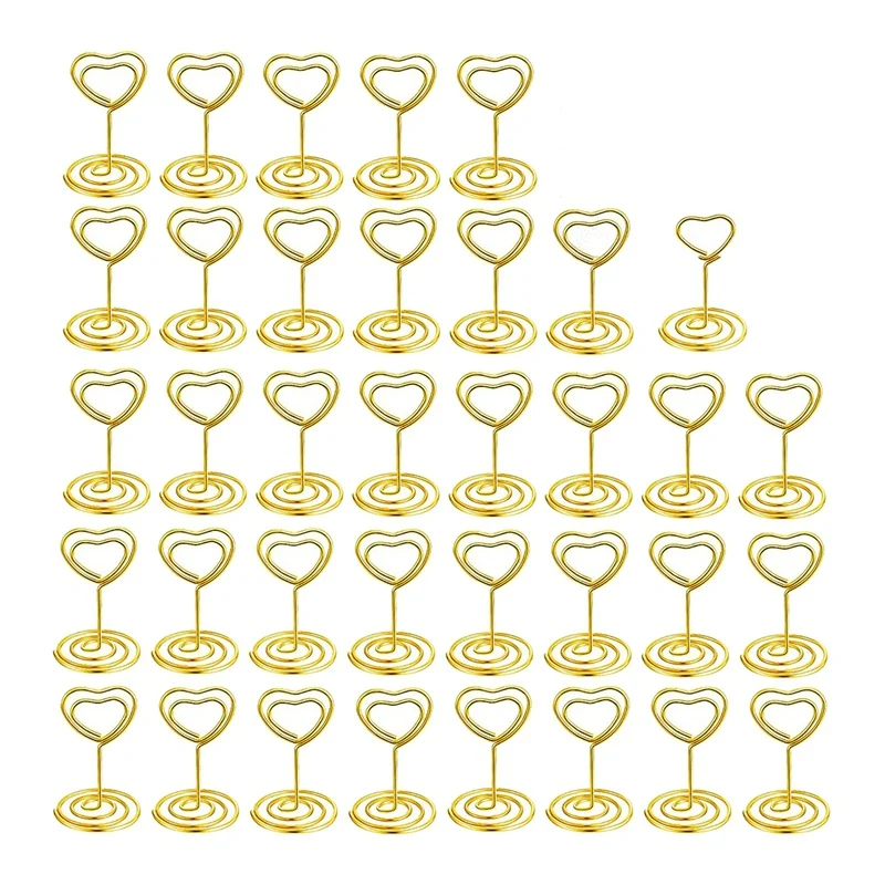 36 Pieces Heart Style Place Card Holder Table Number Holder Picture Clamps Menu Memo Clips For Restaurants Wedding Party